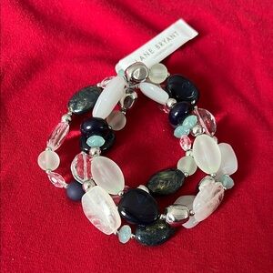 Lane Bryant Black and White Beaded Bracelet